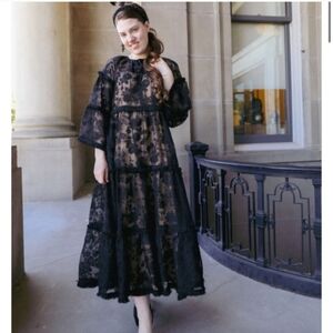 Dainty Jewells Black Floral Lace Long Sleeve Dress